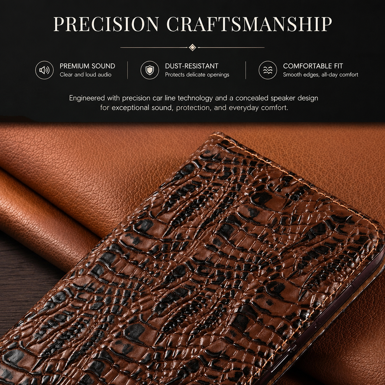 Premium iPhone Case Genuine Leather Wallet Flip Cover Card Holder Crocodile Texture Shockproof Protective Cover Anti Scratch Slim Full Protection