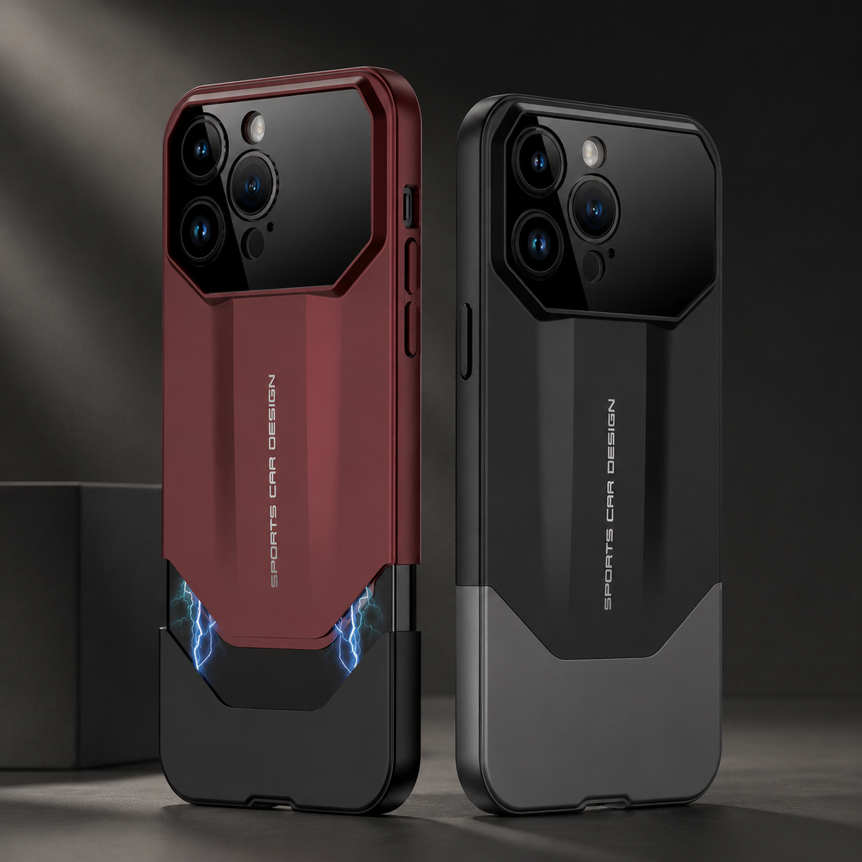 Premium iPhone Case Shockproof Protective Cover 2 in 1 Hard PC Camera Lens Protection Anti Scratch Slim Dustproof Full Coverage Supercar Design