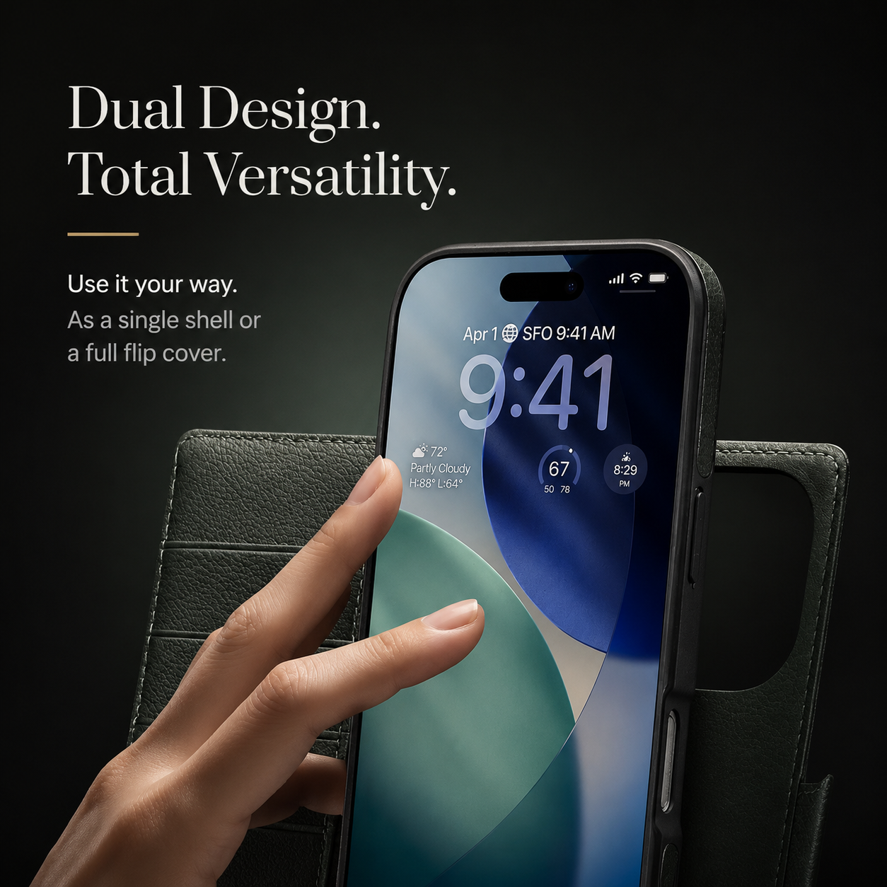 Premium iPhone Case Genuine Leather Wallet Flip Cover Card Holder Kickstand Shockproof Anti Scratch Ultra Slim Full Coverage Protective Design