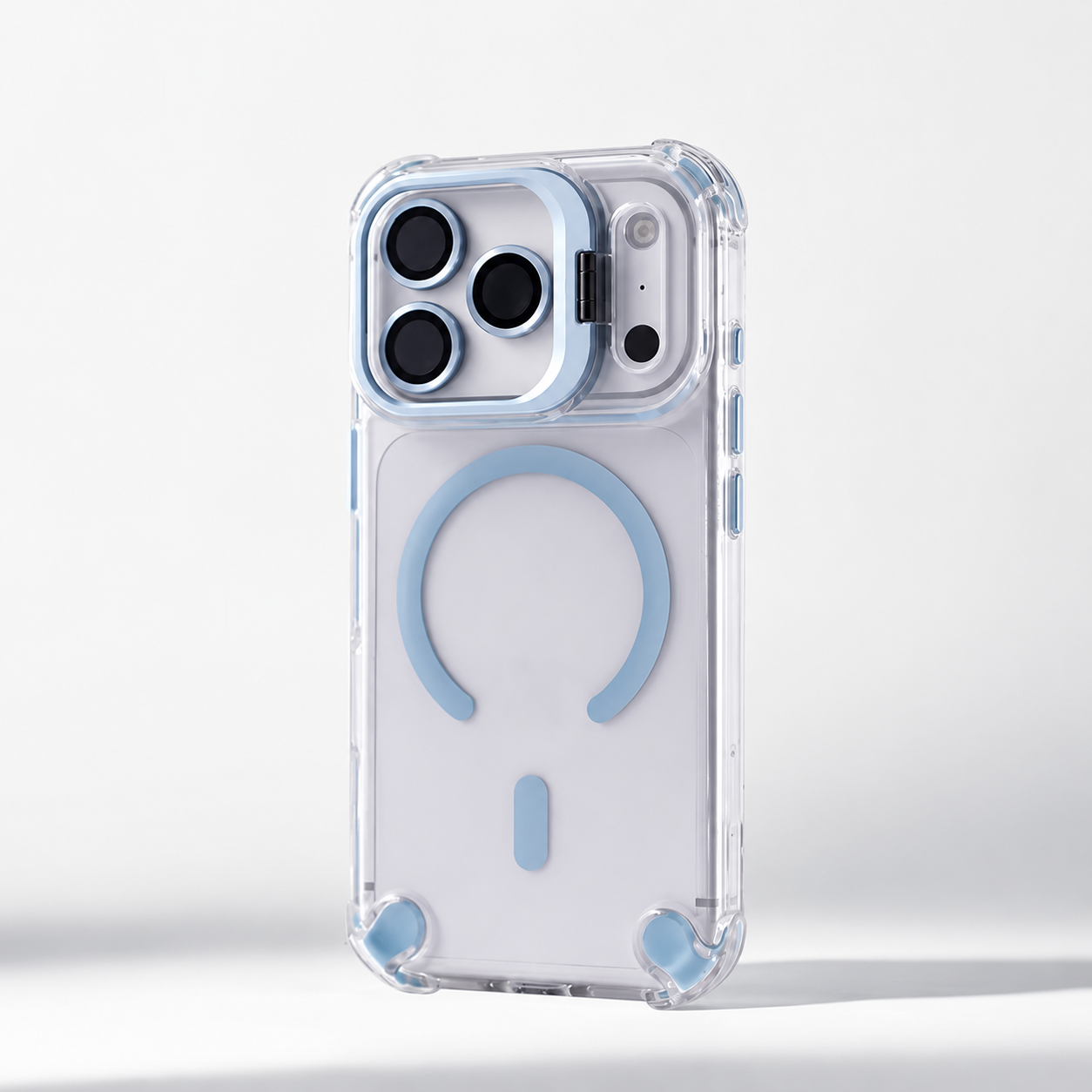Premium iPhone Case Transparent Magnetic Shockproof Cover Glass Lens Protector Stand Holder MagSafe Compatible Non Slip Full Coverage Design