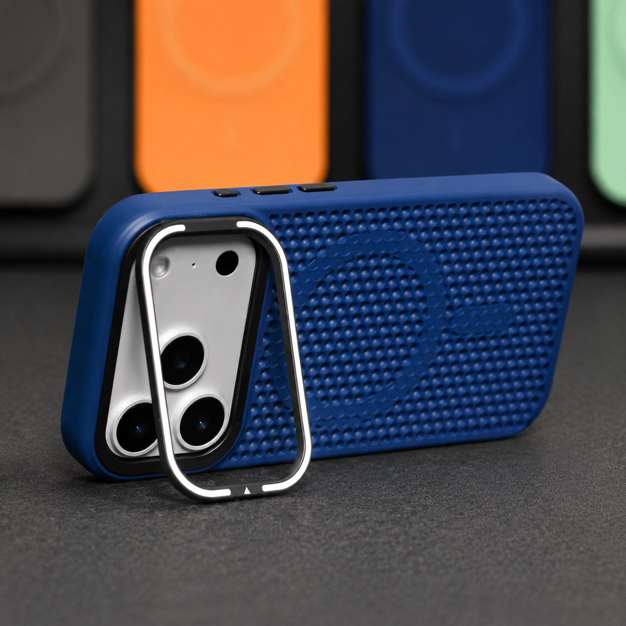 Premium iPhone Case MagSafe Compatible Magnetic Camera Stand Mesh Cooling Shockproof Protective Cover Anti Scratch Matte Camera Lens Protection Slim Full Coverage