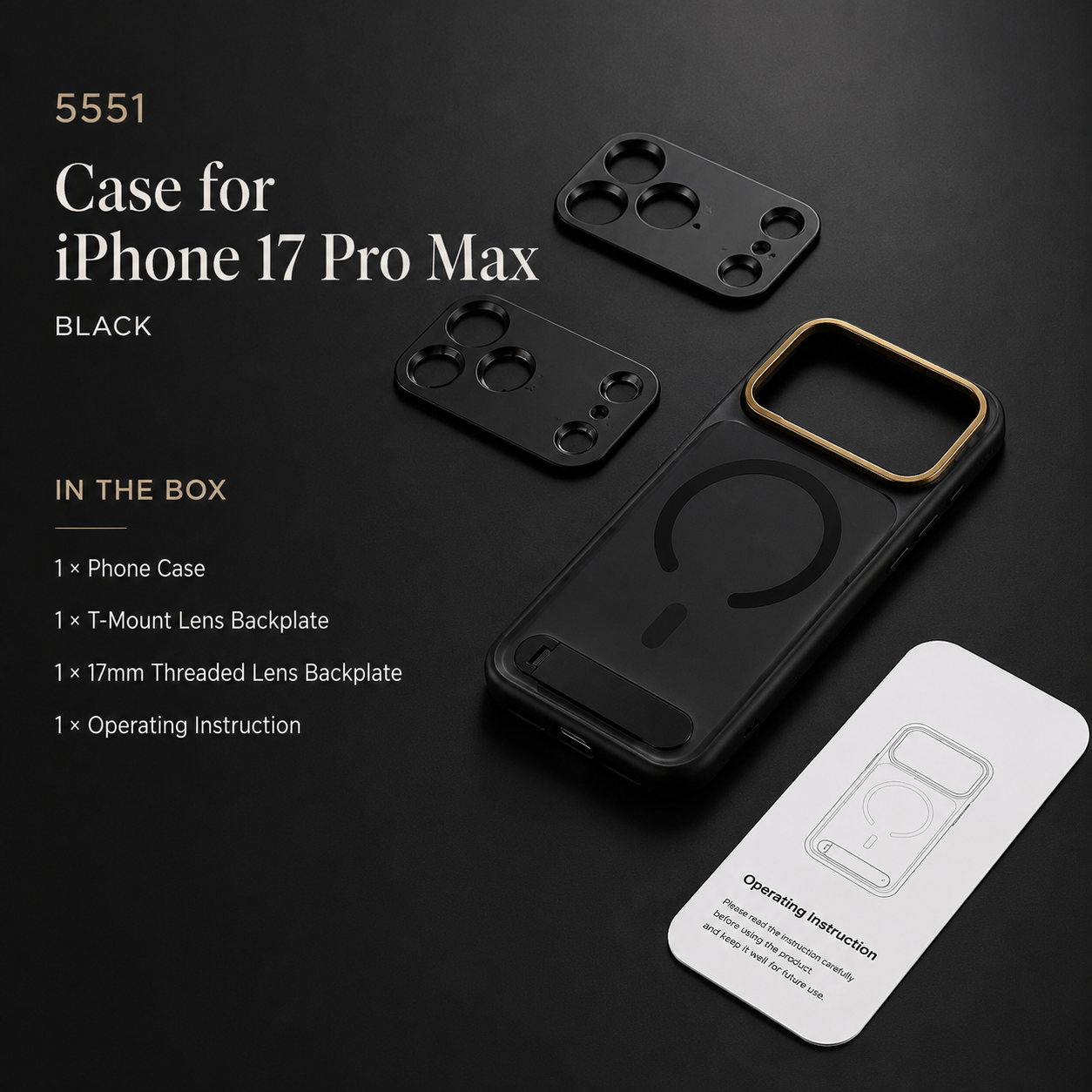 Premium iPhone Case Photography Cover MagSafe Compatible 67mm Filter Mount 17mm Lens Support Kickstand Shockproof Full Coverage Protective Design