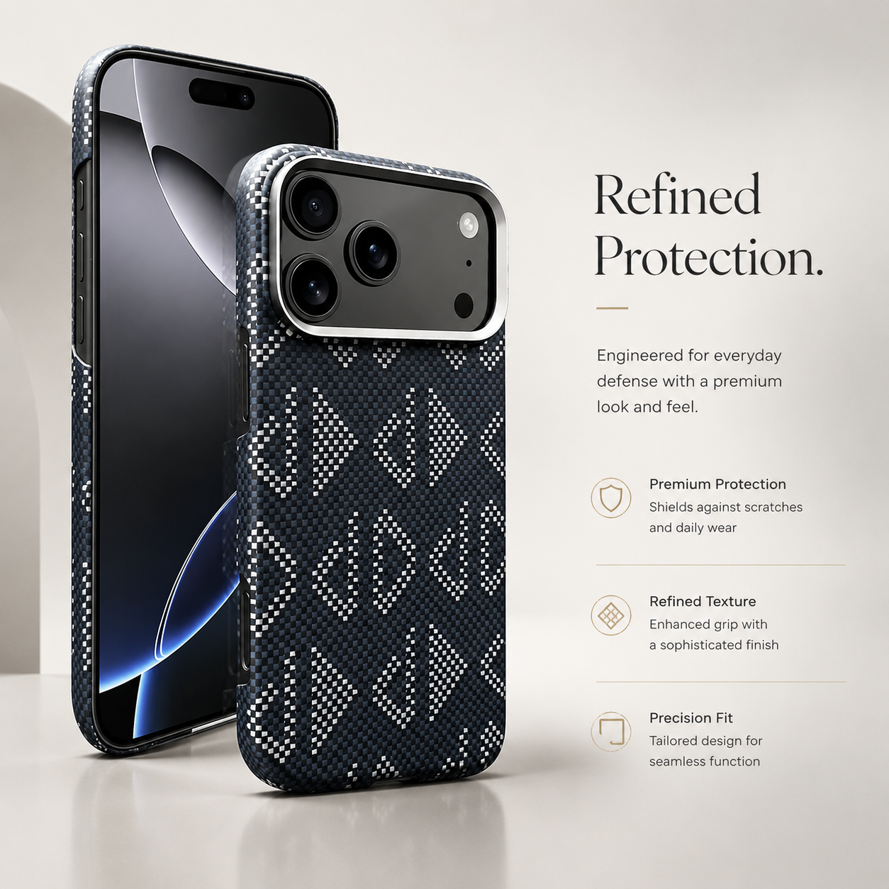 Premium iPhone Case MagSafe Compatible Aramid Fiber Carbon Fiber Protective Cover Wireless Charging Shockproof Ultra Slim Camera Lens Protection Hard Back