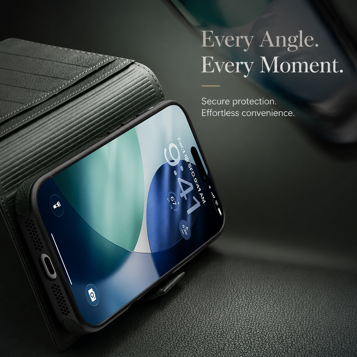 Premium iPhone Case Genuine Leather Wallet Flip Cover Card Holder Kickstand Shockproof Anti Scratch Ultra Slim Full Coverage Protective Design