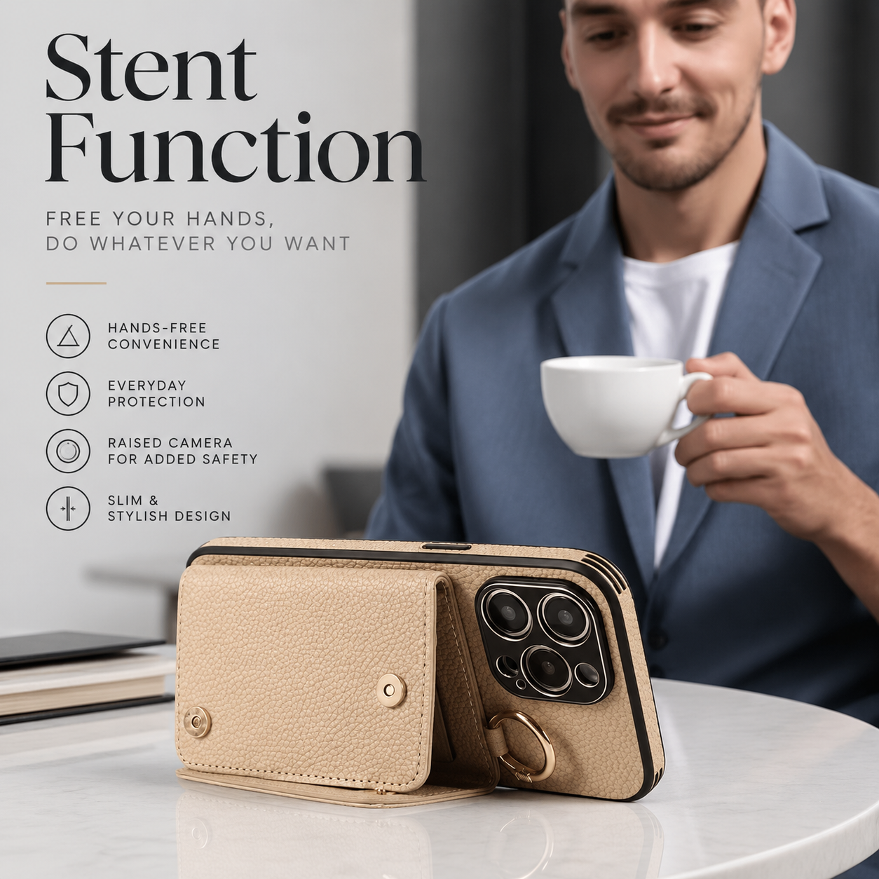 Premium iPhone Case MagSafe Compatible Magnetic Crossbody Wallet Cover PU Leather Card Holder Finger Ring Stand Strap Shockproof Full Coverage Design