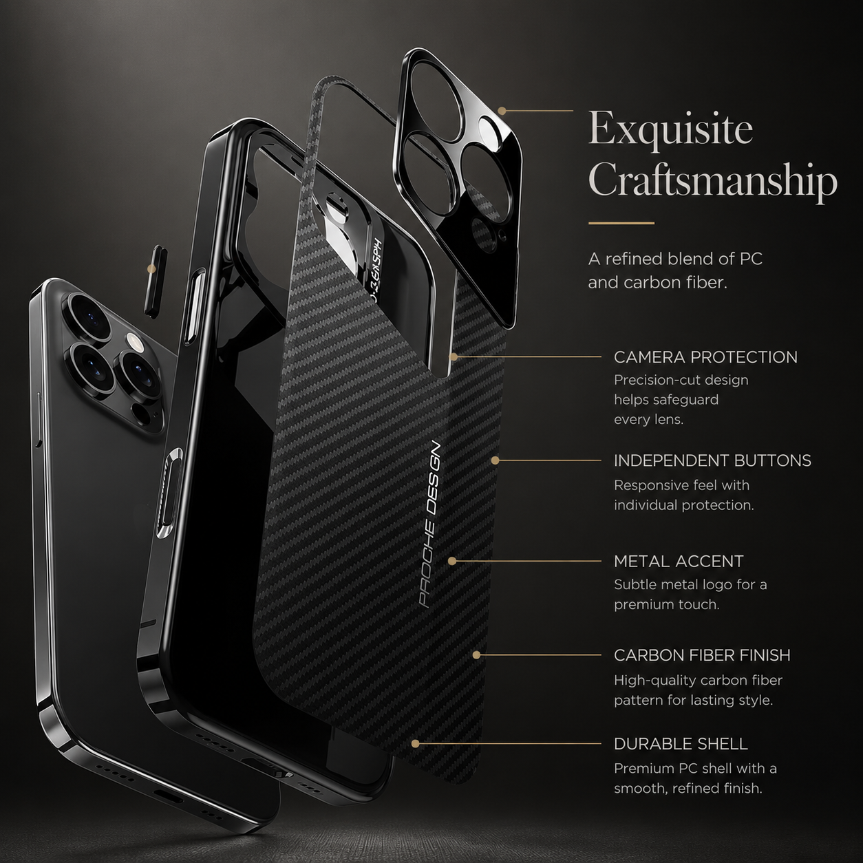 Premium iPhone Case Carbon Fiber Electroplated Protective Cover MagSafe Compatible Magnetic Shockproof Non Slip Anti Fingerprint Full Coverage Design