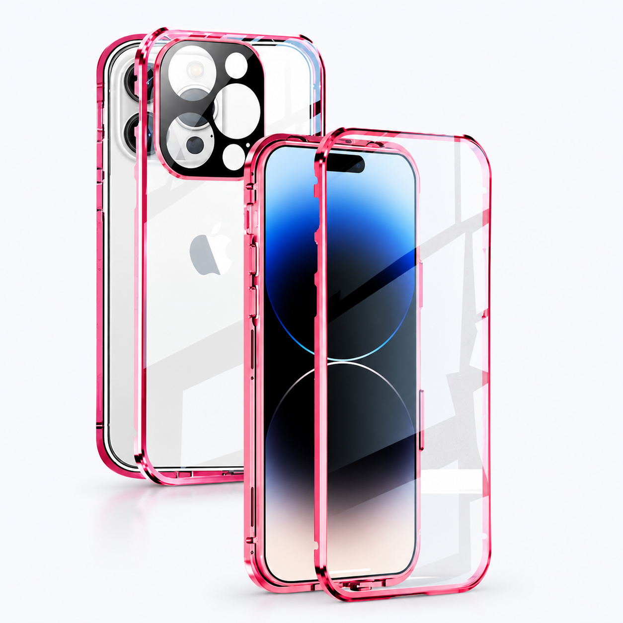 Premium iPhone Case MagSafe Compatible Magnetic Fit Double Sided Tempered Glass Metal Frame 360 Full Body Shockproof Cover Camera Lens Protection Slim Design