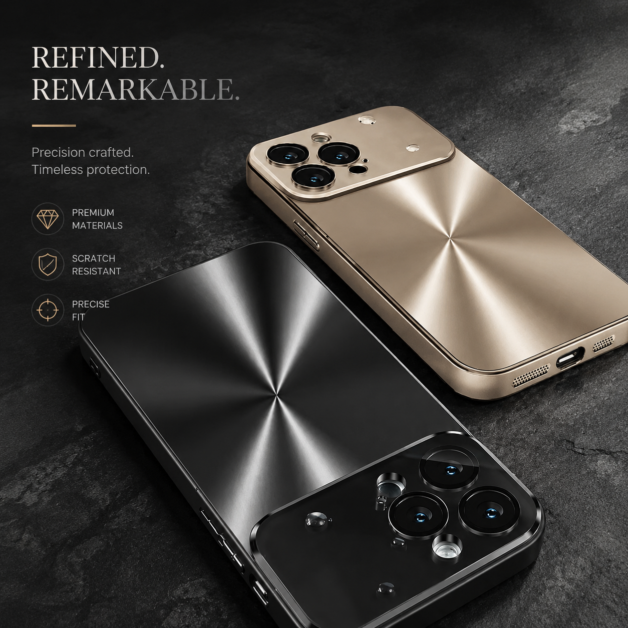 Premium iPhone Case Metal Back Protective Cover Shockproof Silicone Frame Camera Lens Protection Anti Scratch Heavy Duty Slim Full Coverage