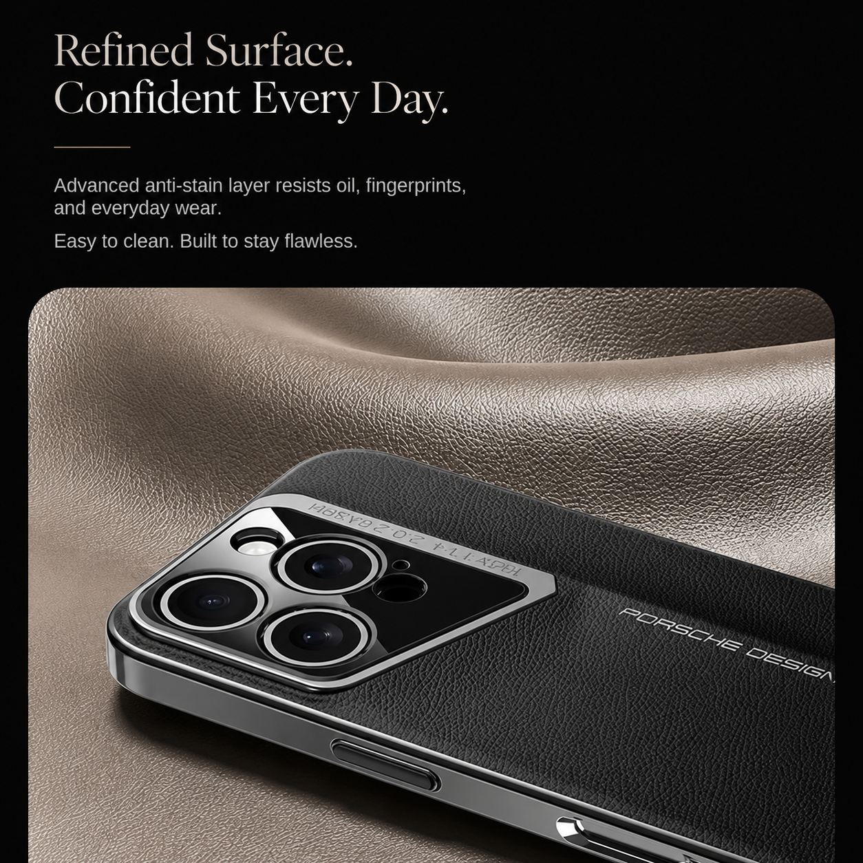 Premium iPhone Case Vegan Leather Hard Back Cover Camera Lens Protection Anti Fingerprint Anti Scratch Slim Lightweight Full Coverage Design