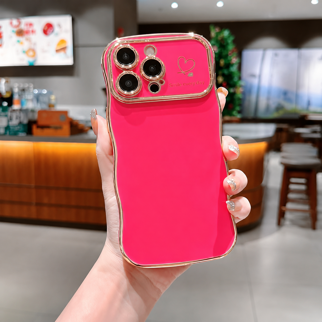 Premium iPhone Case MagSafe Compatible Transparent Plating Wave Heart Design Shockproof Protective Cover Camera Lens Protection Ultra Thin Full Coverage