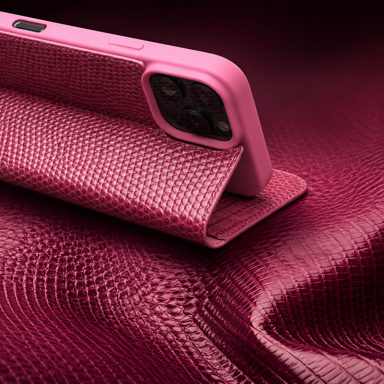 Premium iPhone Case Genuine Leather Flip Cover Wallet Card Holder Magnetic Closure Shockproof Camera Protection Crocodile Grain Stand Full Coverage