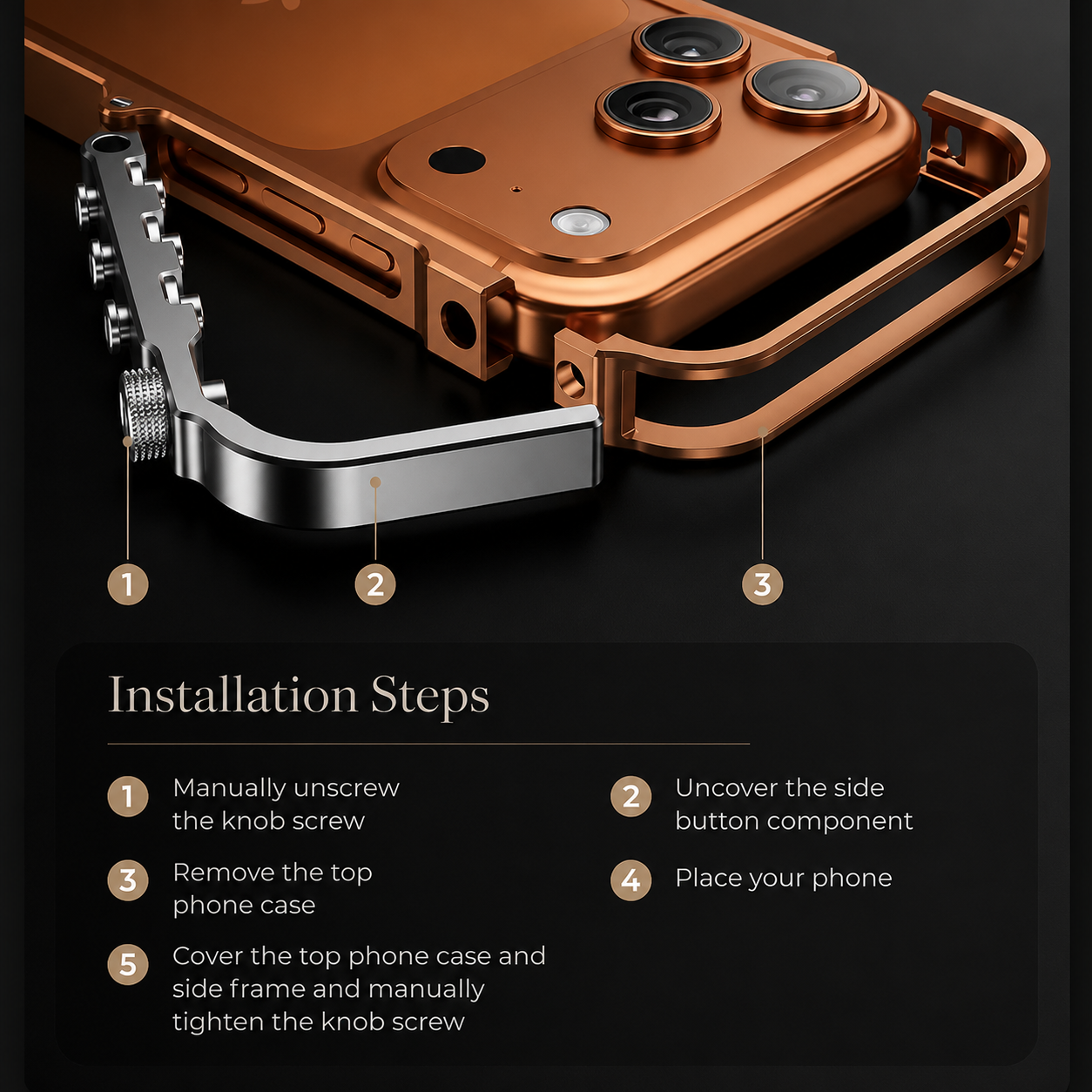 Premium iPhone Case Magnetic Aluminum Alloy Cyberpunk Bumper Heat Dissipation Shockproof Non Slip Lightweight Full Coverage Protective Design