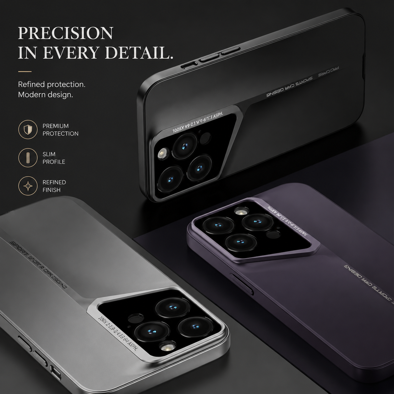 Premium iPhone Case Ultra Thin Titanium Style Cover Shockproof Camera Lens Protection Lightweight Non Slip Full Coverage Anti Scratch Slim Design