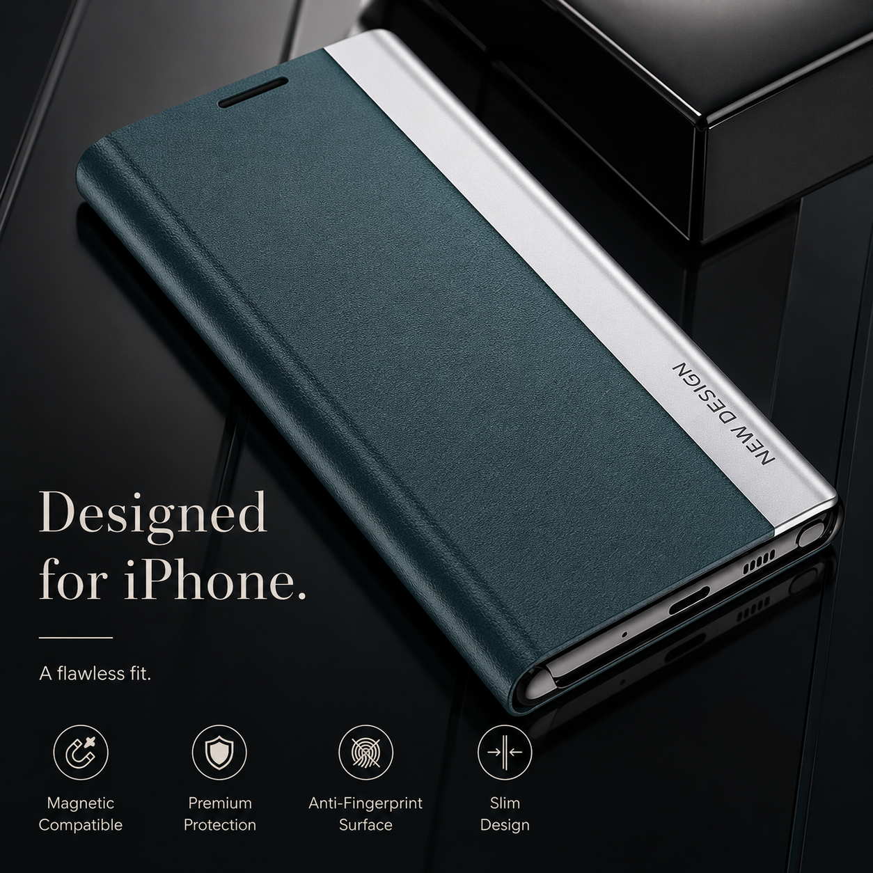 Premium iPhone Flip Wallet Case MagSafe Compatible Magnetic Card Holder Shockproof Protective Cover PU Leather Stand Full Screen Protection Slim Design