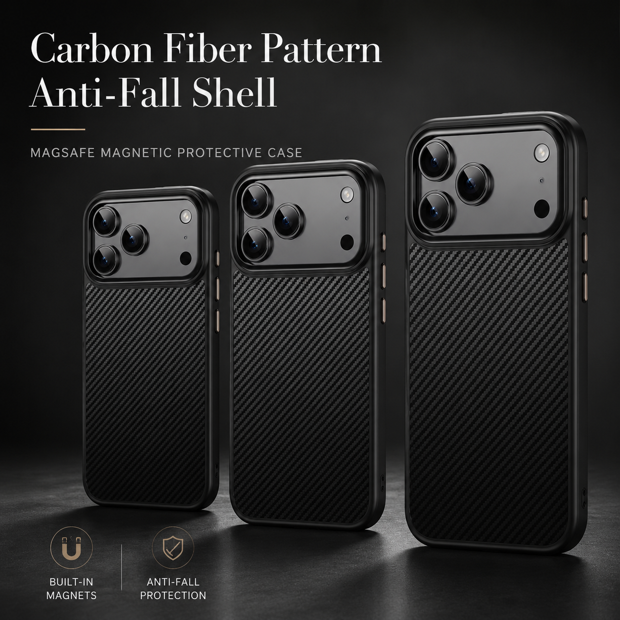 Premium iPhone Case MagSafe Compatible Kevlar Carbon Fiber Cover TPU PC Hybrid Magnetic Shockproof Protective Anti Fingerprint Slim Lightweight Design