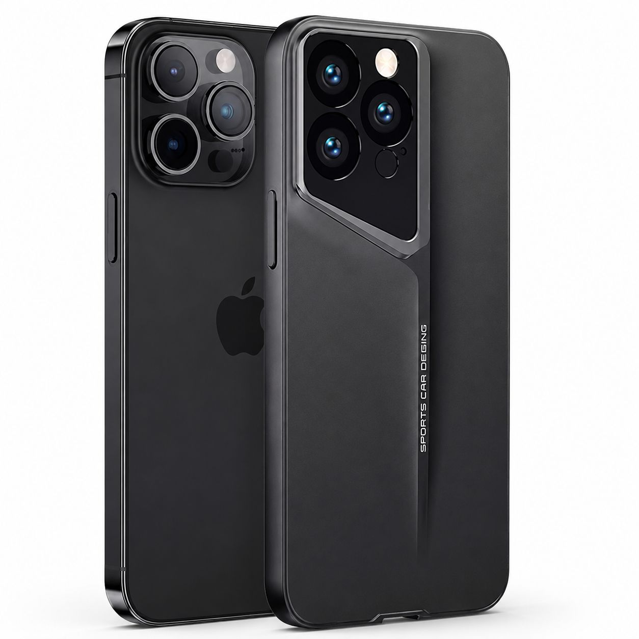 Premium iPhone Case Ultra Thin Titanium Finish Blade Style Shockproof Lens Protection Lightweight Half Wrapped Protective Cover Full Coverage Design