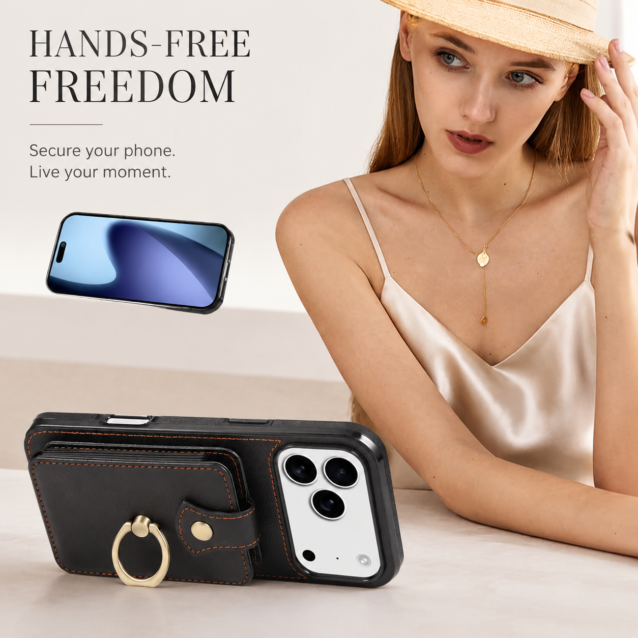 Premium iPhone Case Wallet Cover Card Holder RFID Blocking Ring Kickstand PU Leather Shockproof Protective Cover Anti Scratch Slim Full Protection