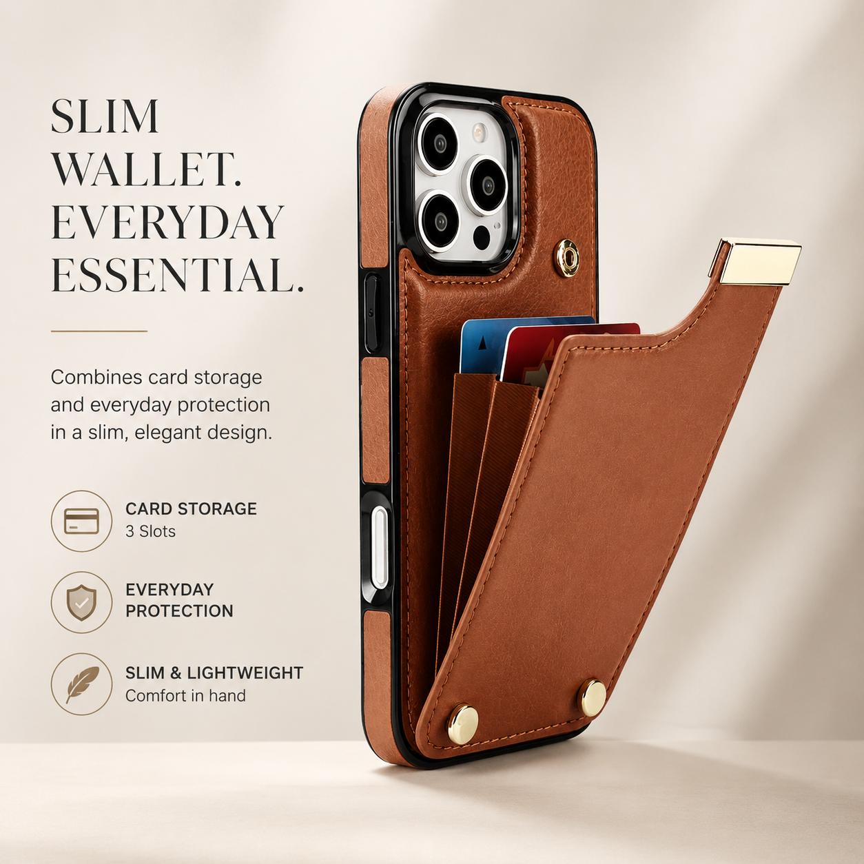 Premium iPhone Case Leather Wallet Flip Cover MagSafe Compatible Card Holder Magnetic Closure Shockproof Camera Protection Slim Full Coverage