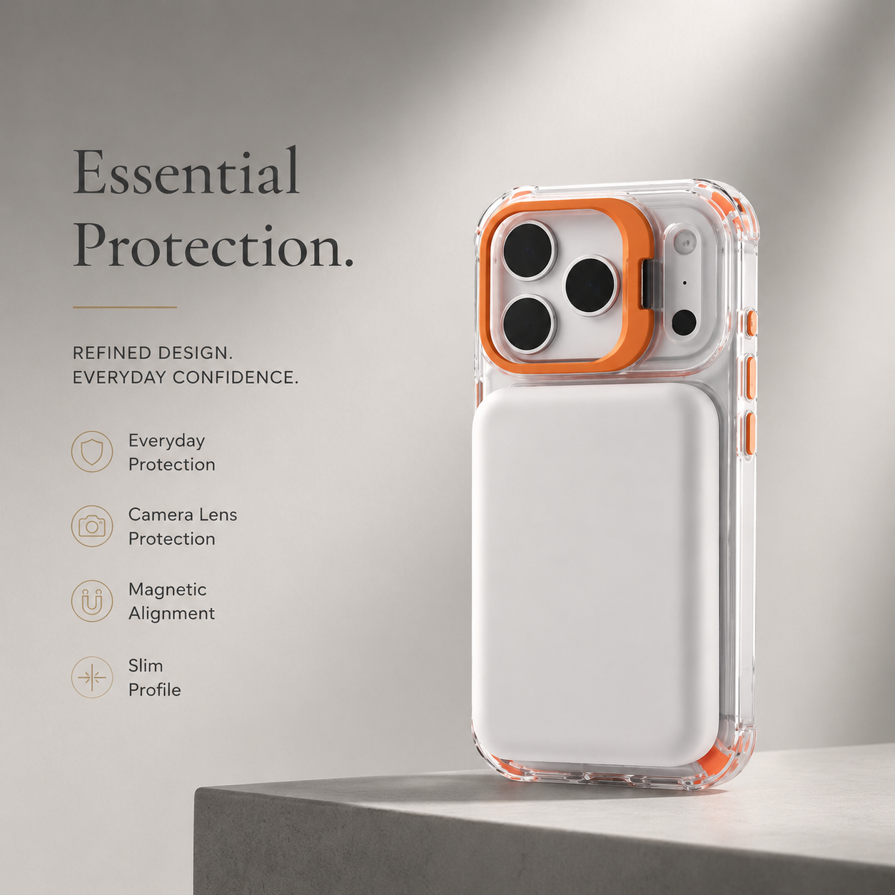 Premium iPhone Case Transparent Magnetic Shockproof Cover Glass Lens Protector Stand Holder MagSafe Compatible Non Slip Full Coverage Design