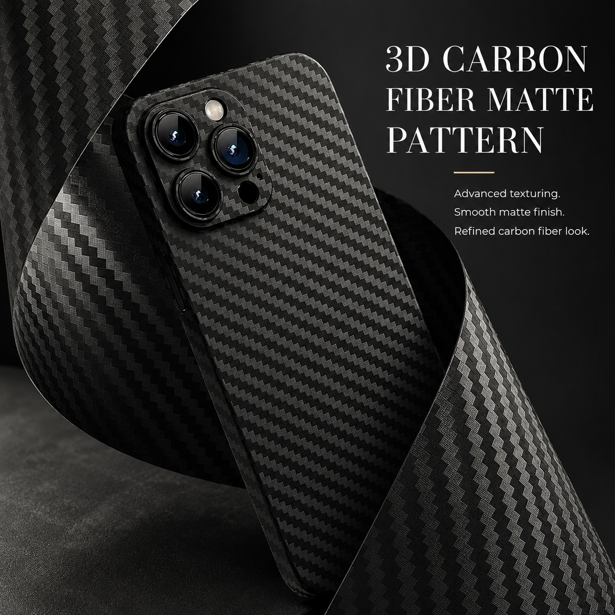 Premium iPhone Case Ultra Thin Carbon Fiber Matte Protective Cover Lightweight Anti Scratch Slim Hard Back Camera Protection Full Coverage