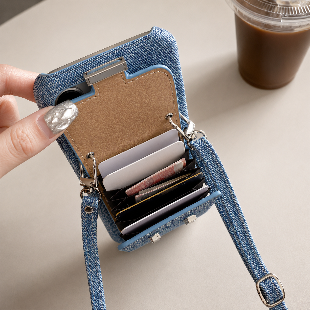 Premium iPhone Case Wallet Crossbody Flip Cover RFID Blocking Card Holder PU Leather Magnetic Closure Shockproof Full Coverage Strap Design Protective Case