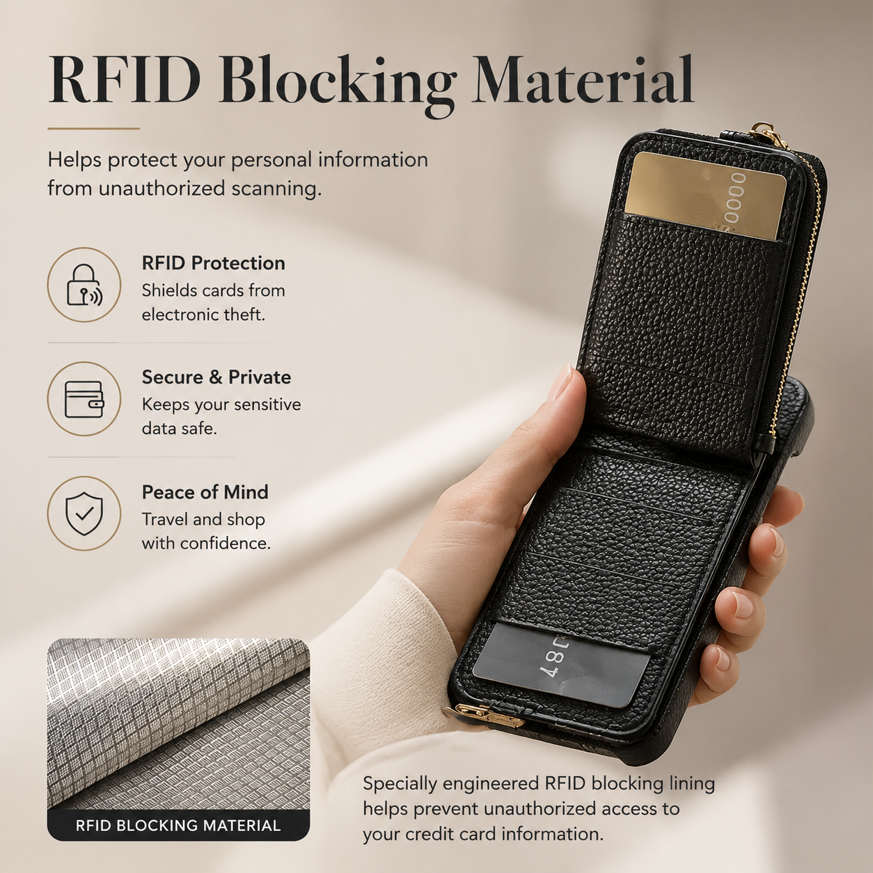 Premium iPhone Case Leather Zipper Wallet Cover MagSafe Compatible Card Holder Ring Kickstand Magnetic Closure Shockproof Camera Protection Full Coverage