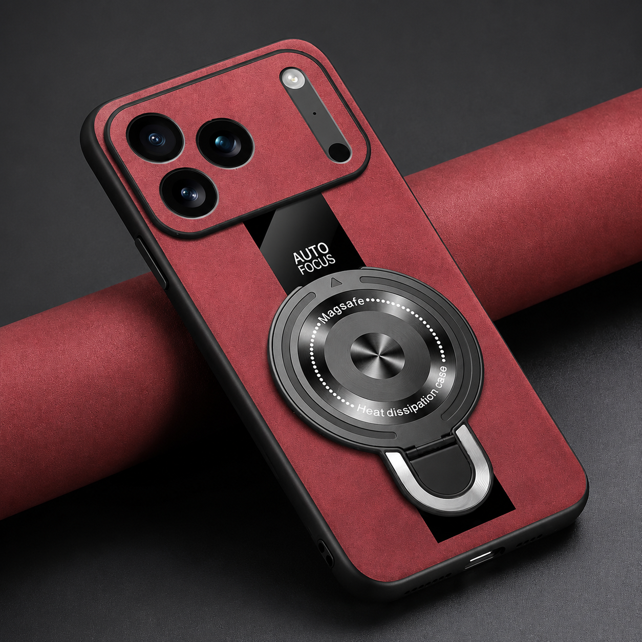 Premium iPhone Case Magnetic Matte Fiber MagSafe Compatible Ring Stand Shockproof PC TPU Silicone Hybrid Slim Full Coverage Protective Design