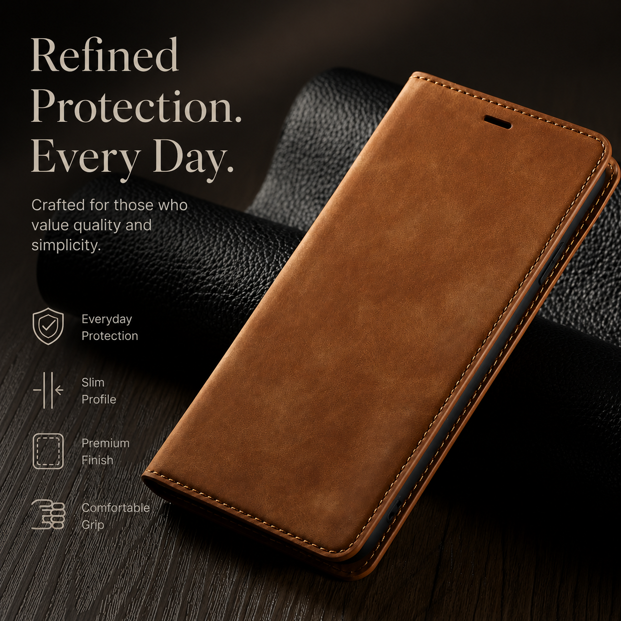 Premium iPhone Case MagSafe Compatible Wallet Flip Cover Card Holder Magnetic Closure Shockproof Camera Lens Protection Suede Leather Slim Full Coverage Cover
