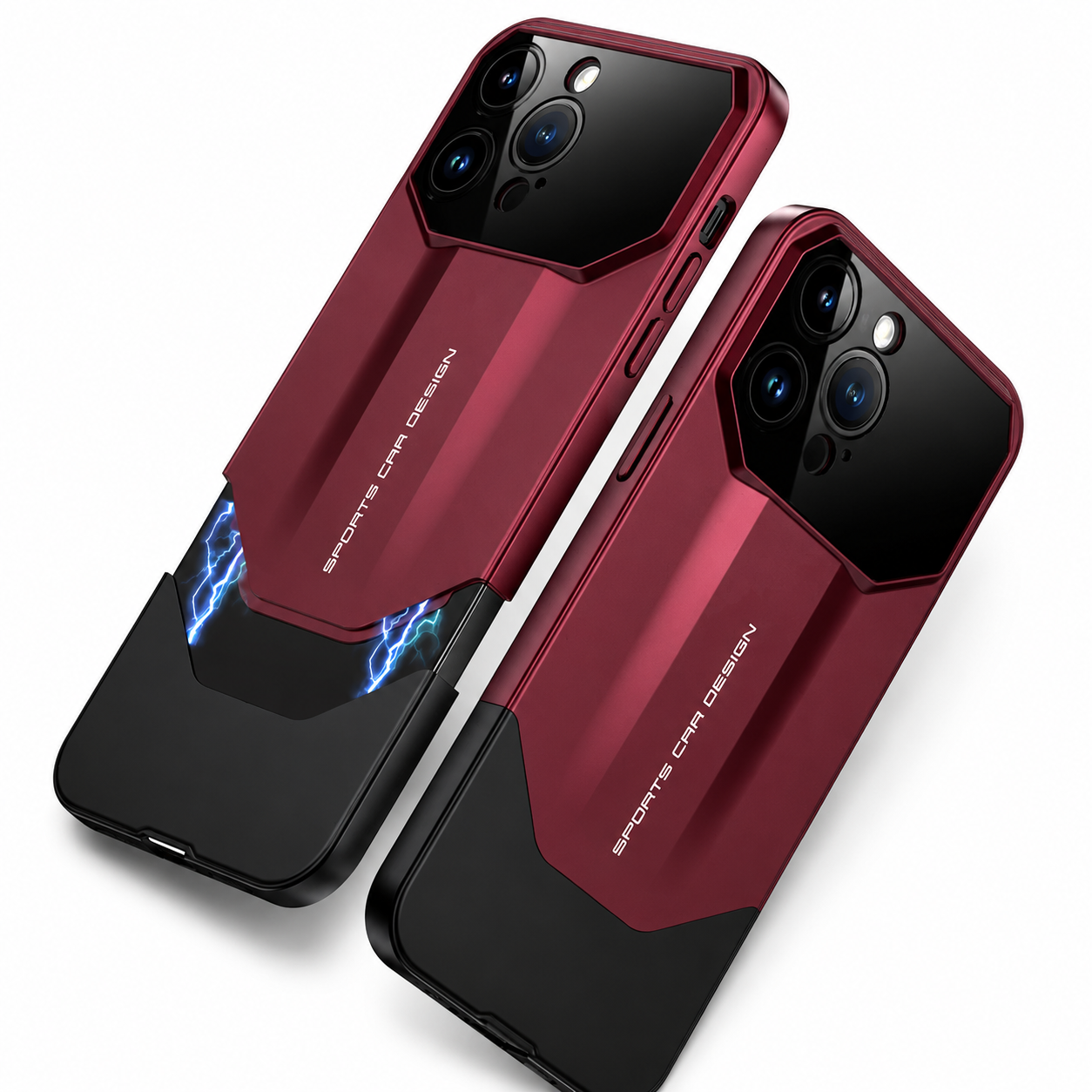 Premium iPhone Case Shockproof Protective Cover 2 in 1 Hard PC Camera Lens Protection Anti Scratch Slim Dustproof Full Coverage Supercar Design