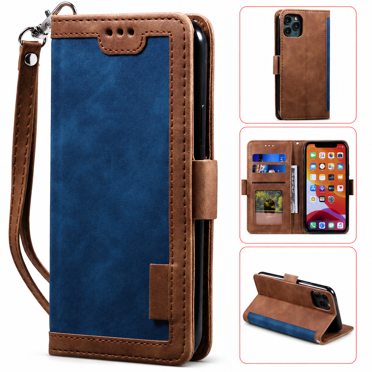Premium iPhone Case Leather Wallet Flip Cover MagSafe Compatible Card Holder Magnetic Closure Shockproof Camera Protection Stand Full Coverage