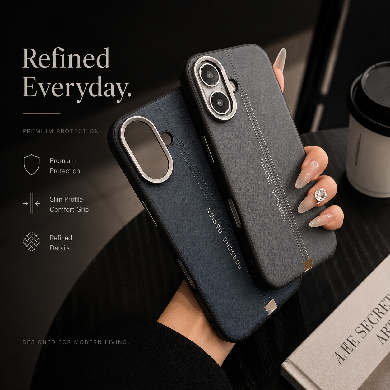 Premium iPhone Case Business Leather MagSafe Magnetic Cover Metal Button Shockproof Anti Fall Slim Full Coverage Anti Scratch Protective Design