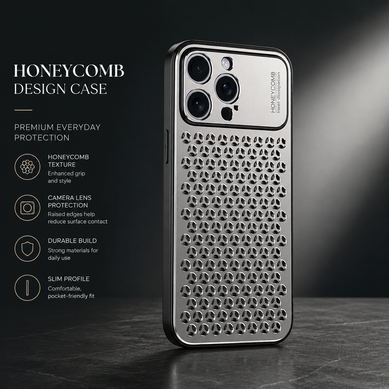 Premium iPhone Case Aluminum Alloy Protective Cover Breathable Metal Frame Shockproof Anti Fingerprint Scratch Resistant Slim Lightweight Design