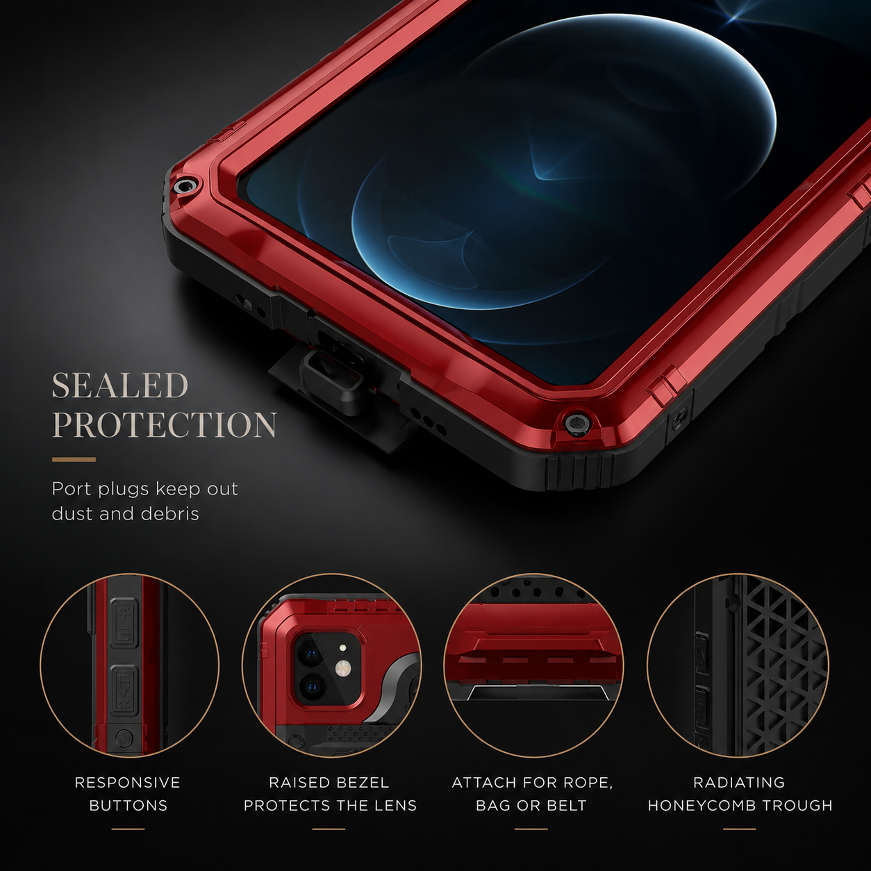 Premium iPhone Case MagSafe Compatible IP68 Waterproof Aluminum Armor Cover Magnetic Shockproof Full Body Camera Guard Rugged Protective Design