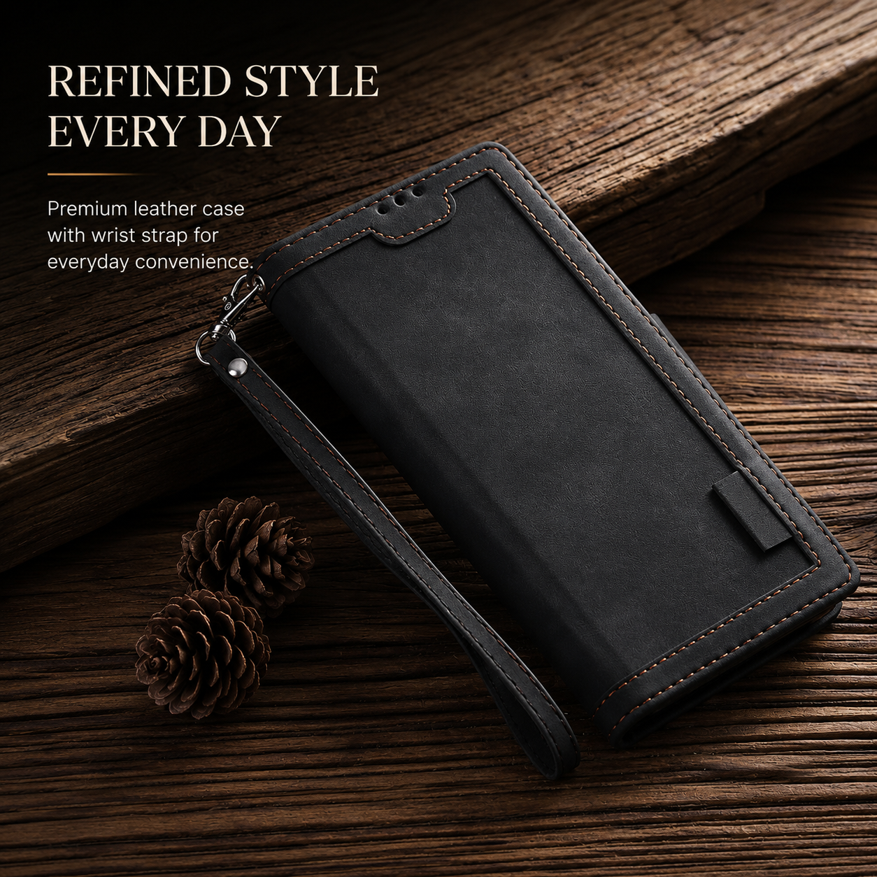 Premium iPhone Case Leather Wallet Flip Cover MagSafe Compatible Card Holder Magnetic Closure Shockproof Camera Protection Stand Full Coverage