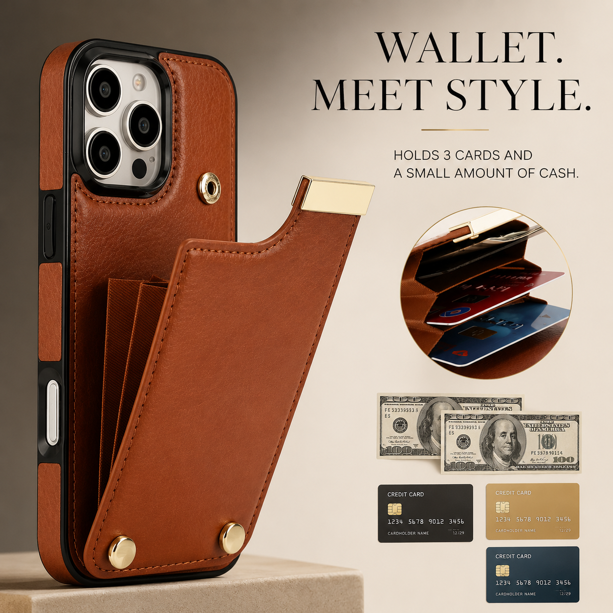 Premium iPhone Case Leather Wallet Flip Cover MagSafe Compatible Card Holder Magnetic Closure Shockproof Camera Protection Slim Full Coverage