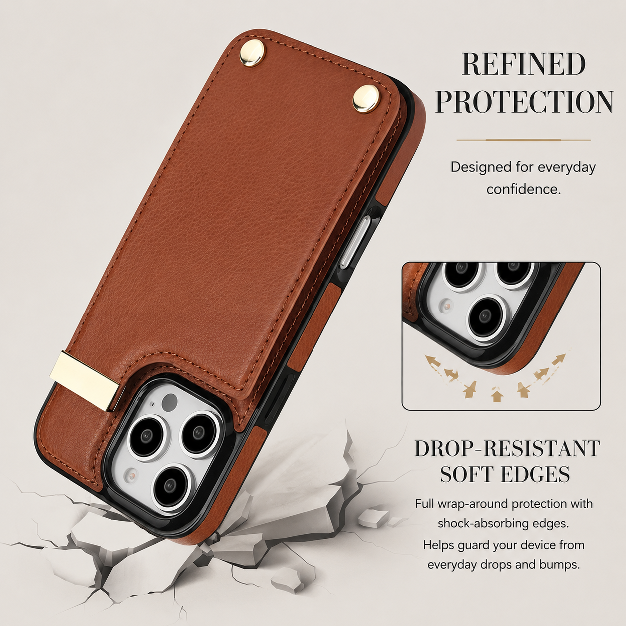 Premium iPhone Case Leather Wallet Flip Cover MagSafe Compatible Card Holder Magnetic Closure Shockproof Camera Protection Slim Full Coverage