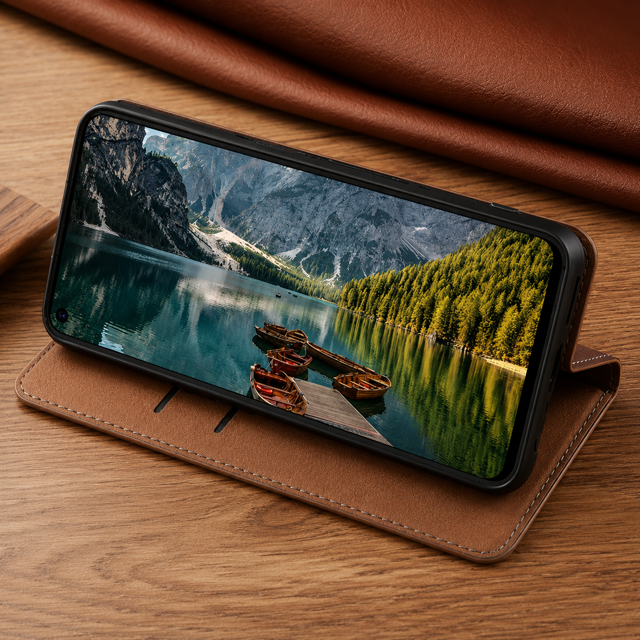Premium iPhone Wallet Case Genuine Nappa Leather Flip Cover Card Holder Magnetic Closure Shockproof Full Body Slim Business Design Protective Case
