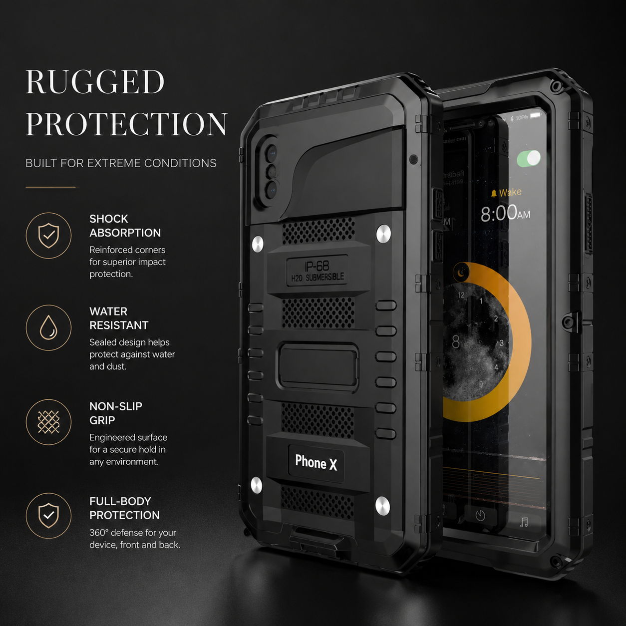 Premium iPhone Case MagSafe Compatible IP68 Waterproof Aluminum Armor Cover Magnetic Shockproof Full Body Camera Guard Rugged Protective Design