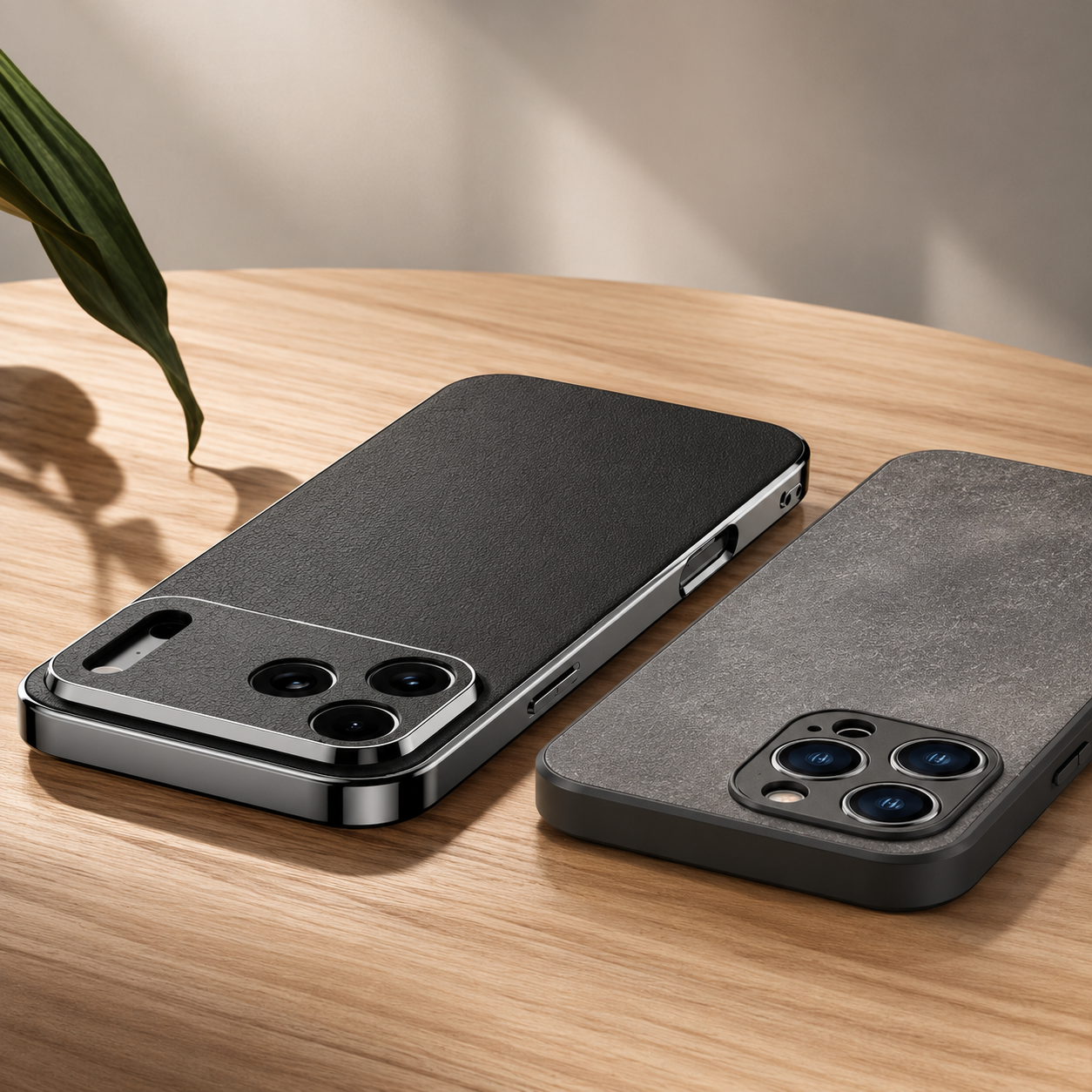 Premium iPhone Case Genuine Leather Cover Shockproof Protective Frame Full Camera Lens Protection Anti Slip Matte Finish Slim Full Coverage