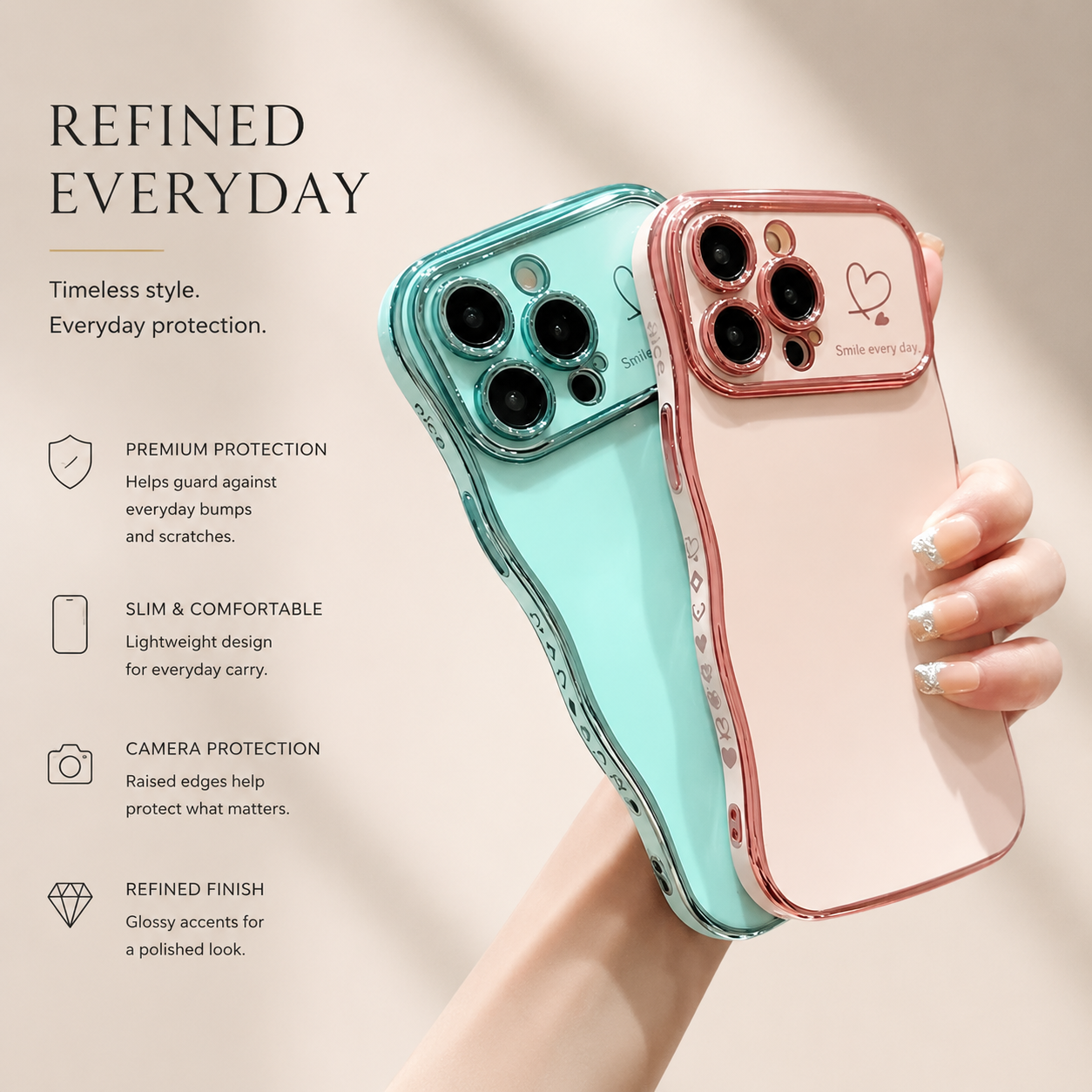Premium iPhone Case MagSafe Compatible Transparent Plating Wave Heart Design Shockproof Protective Cover Camera Lens Protection Ultra Thin Full Coverage