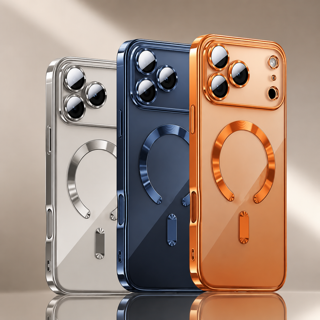 Premium iPhone Case Magnetic Plating MagSafe Compatible Clear Back Bumper Shockproof PC TPU Anti Scratch Anti Fingerprint Slim Full Coverage Protective Design