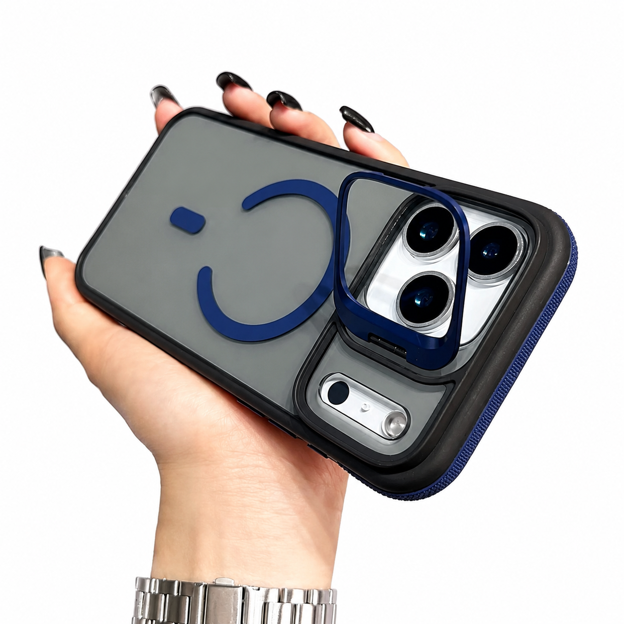 Premium iPhone Case MagSafe Compatible Magnetic Transparent Matte Cover Built In Kickstand Shockproof Protective Camera Lens Guard Slim Full Coverage