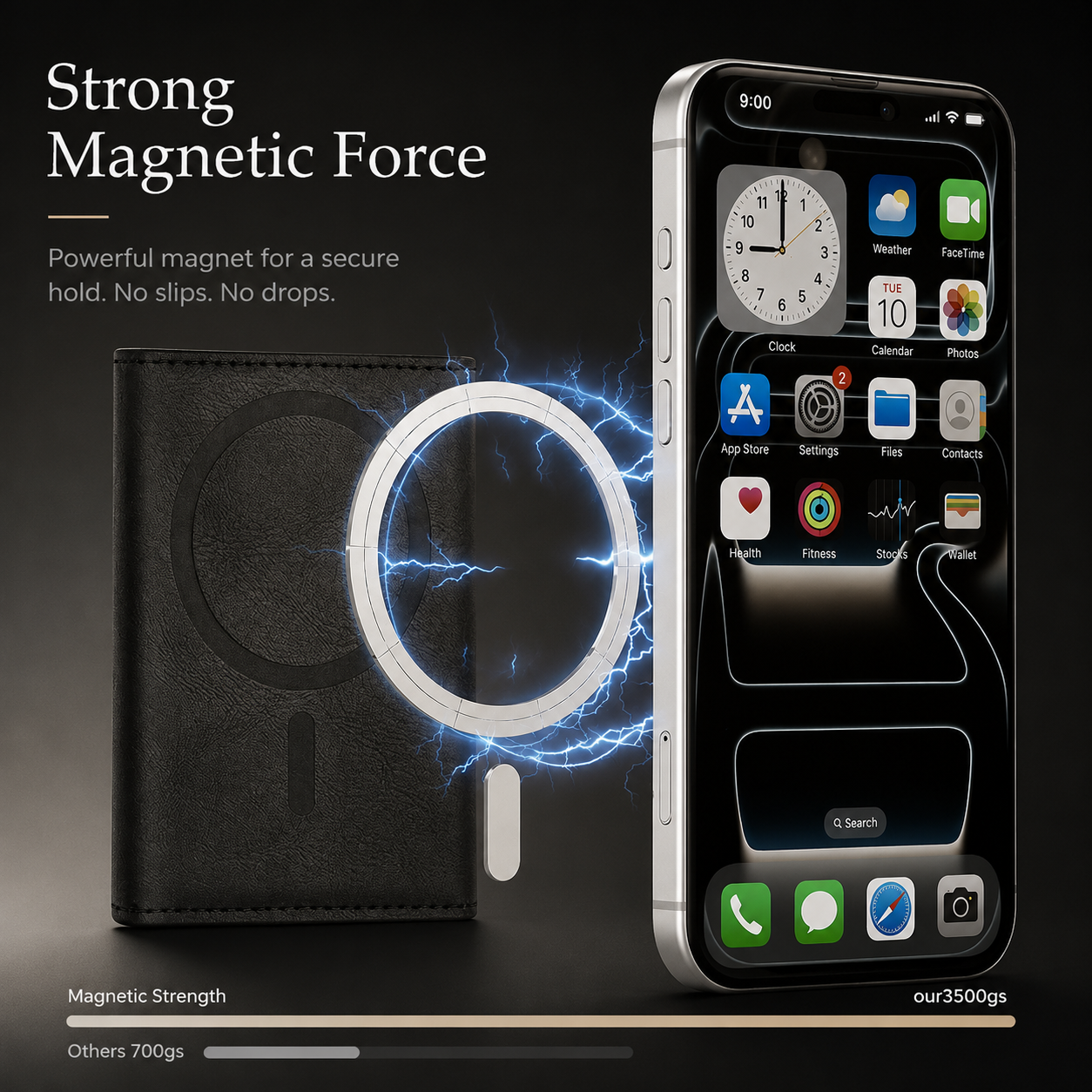 Premium iPhone Case MagSafe Compatible PU Leather Wallet Cover Card Holder Magnetic Shockproof Protective Anti Scratch Non Slip Full Coverage Design
