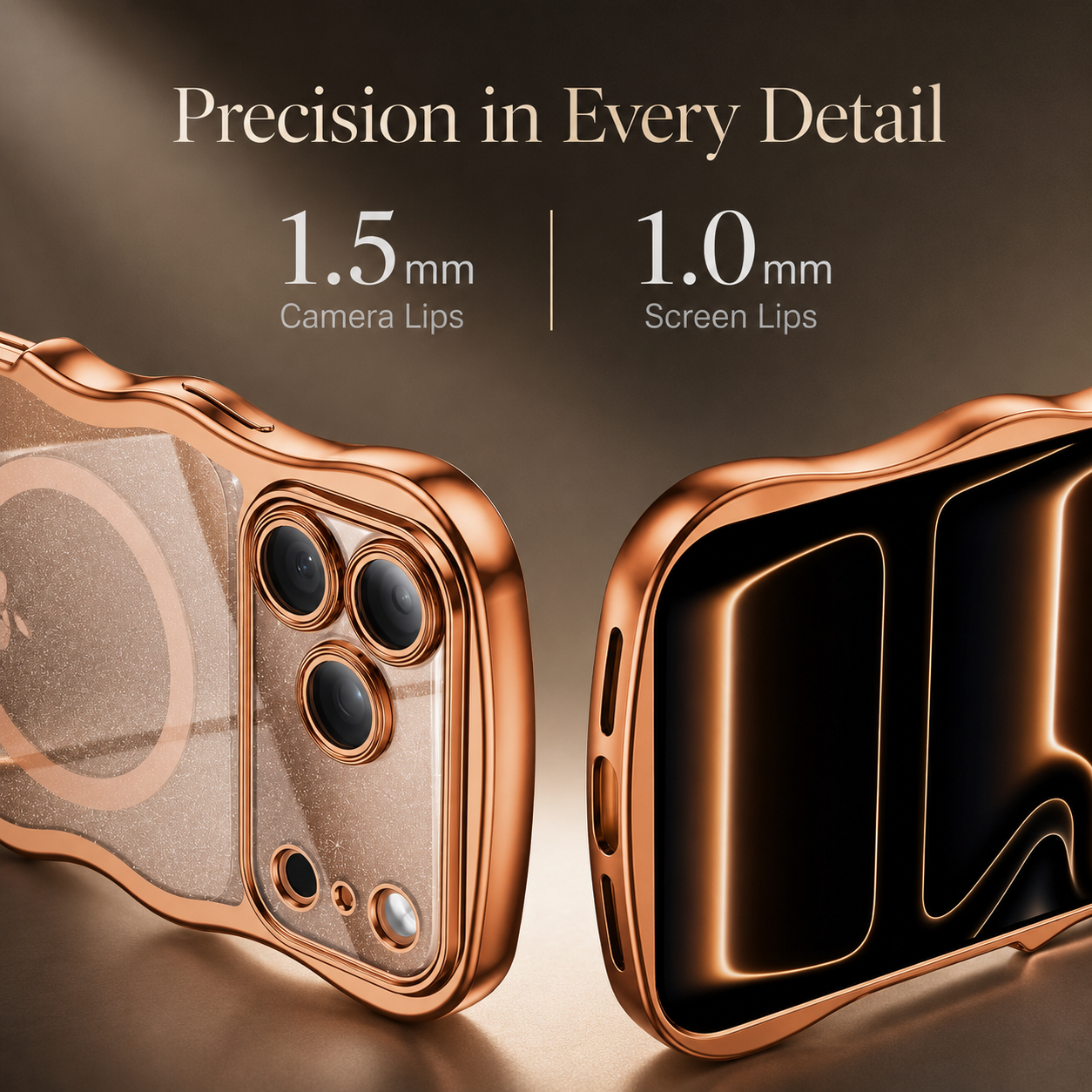 Premium iPhone Case Clear Glitter Magnetic Hard Cover MagSafe Compatible Wavy Frame Anti Slip Anti Scratch Lightweight Full Coverage Protective Design