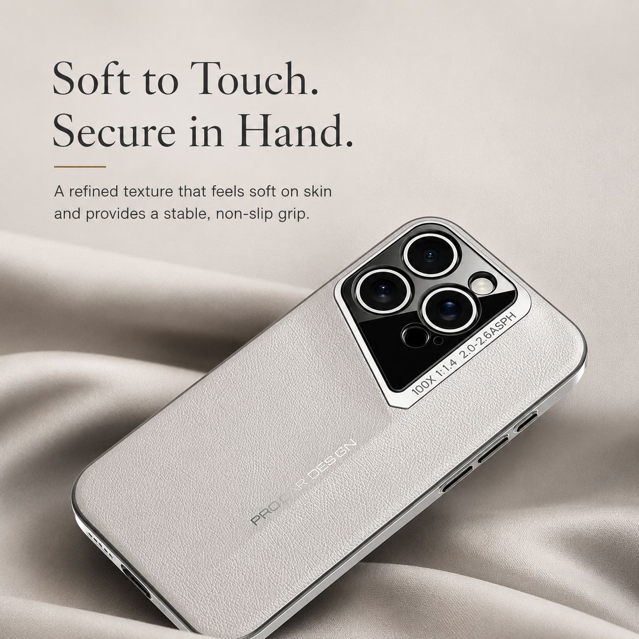Premium iPhone Case Vegan Leather Hard Back Cover Camera Lens Protection Anti Fingerprint Anti Scratch Slim Lightweight Full Coverage Design