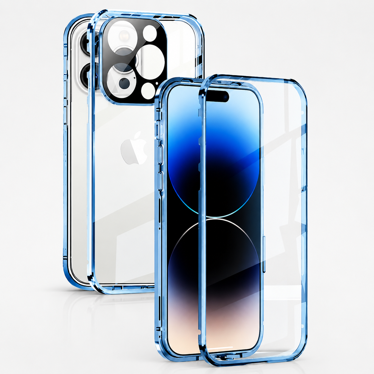 Premium iPhone Case MagSafe Compatible Magnetic Fit Double Sided Tempered Glass Metal Frame 360 Full Body Shockproof Cover Camera Lens Protection Slim Design