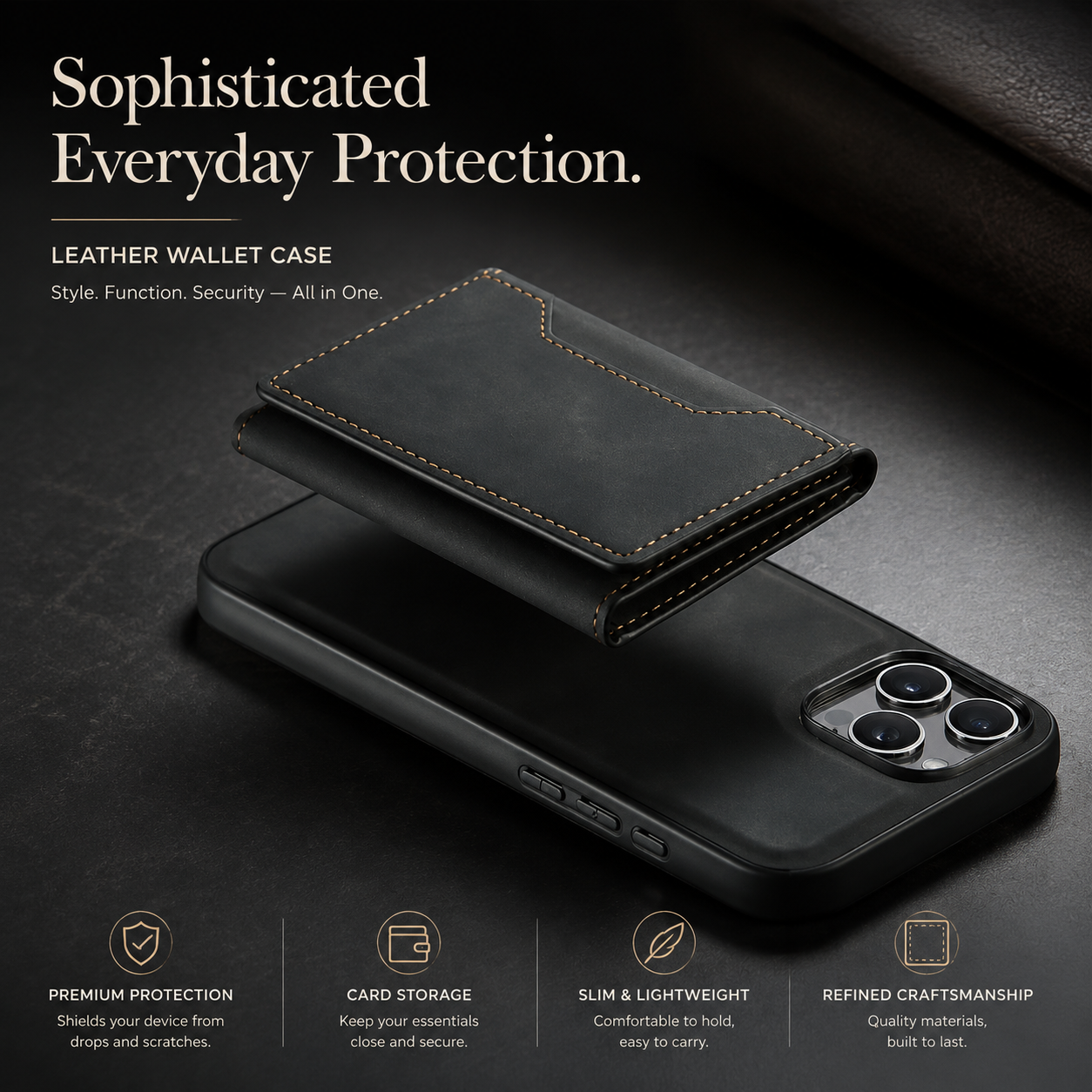 Premium iPhone Case Magnetic Leather Wallet Cover Card Holder Kickstand Money Slot Shockproof Protective Cover Anti Scratch Slim Half Wrapped