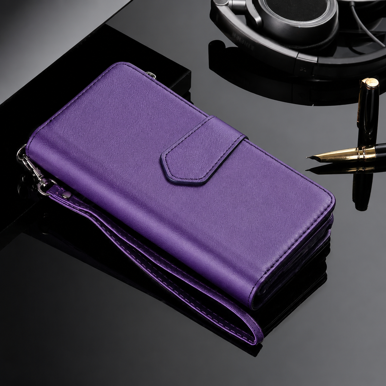 Premium iPhone Case Magnetic Detachable Wallet PU Leather Flip Cover Card Holder Kickstand Shockproof Full Coverage Protective Design