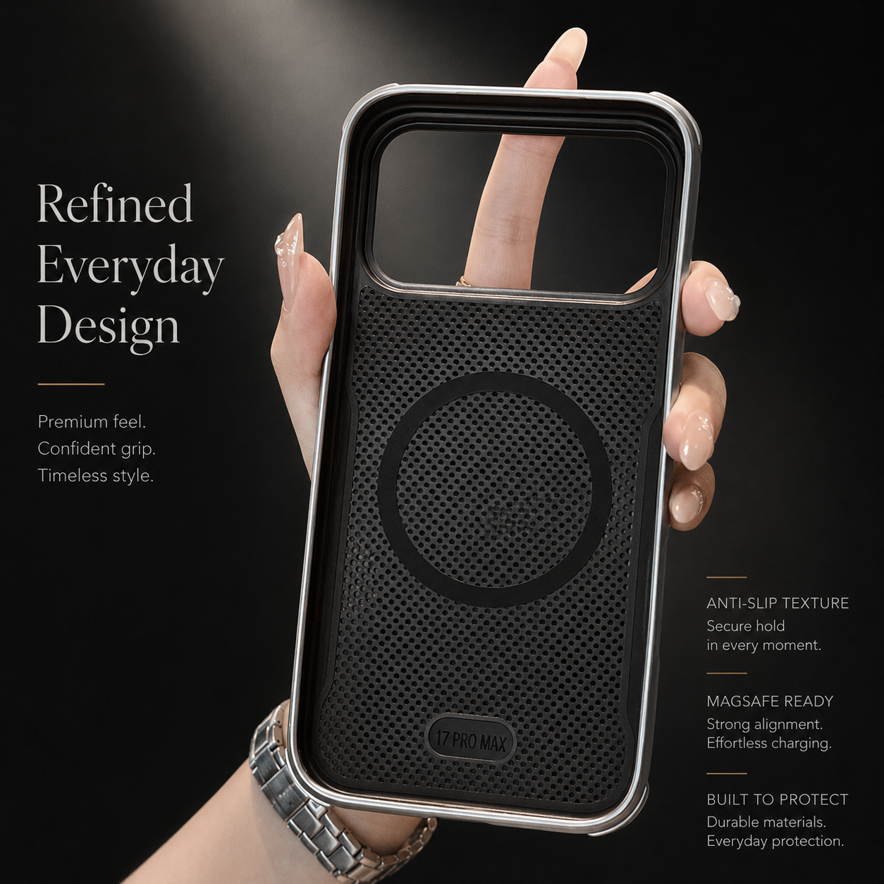 Premium iPhone Case MagSafe Compatible Magnetic PU Leather Protective Cover Metal Frame Shockproof Camera Lens Protection Anti Scratch Non Slip Full Coverage