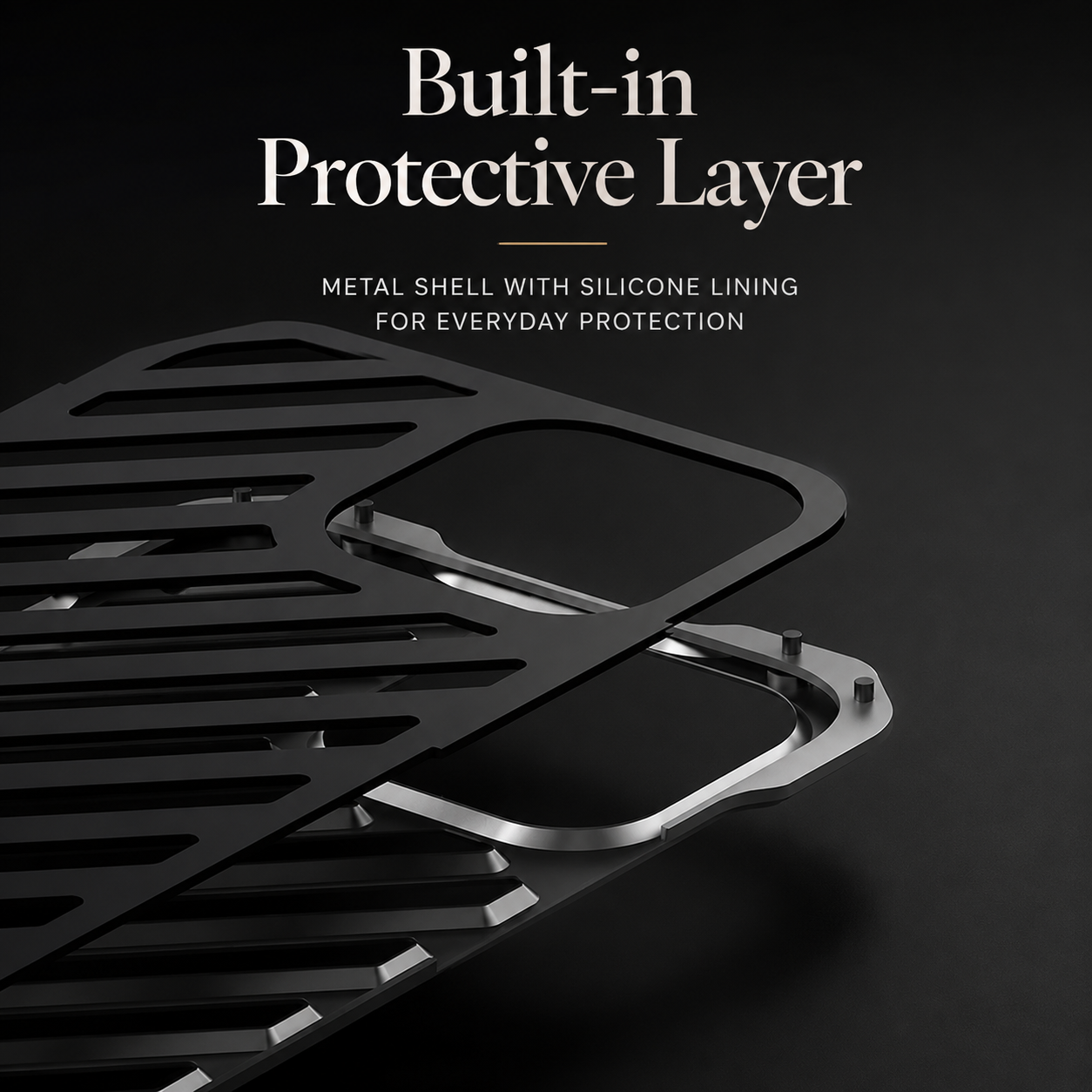 Premium iPhone Case Aluminum Armor Bumper Shockproof Transparent Hard Cover 3D Camera Lens Protection Rugged Metal Gear Anti Slip Full Coverage Design
